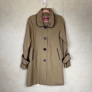Anthropologie BB Dakota Tan Trench Coat Rain Jacket Button Sz L